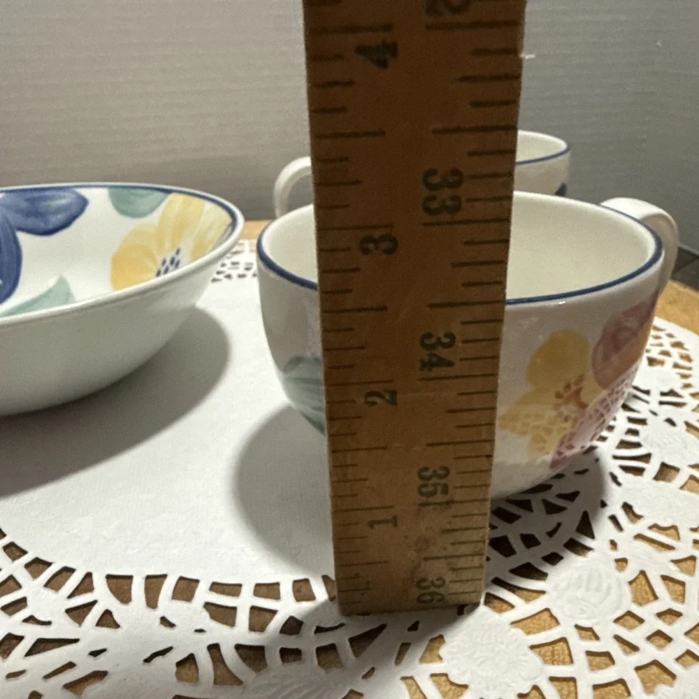 Johnson Bros England Floral 3 Pc Set 2 Cups 1 Cereal Soup Bowls Color Splash